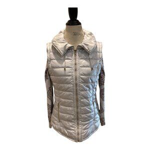 Chico's Pearl White Reversible Puff Vest w/ Removable Sleeves Women's Sz 0 (Sm)